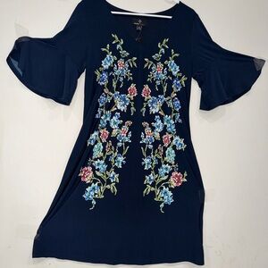 Floral Embroidered Bell Sleeve Dress
